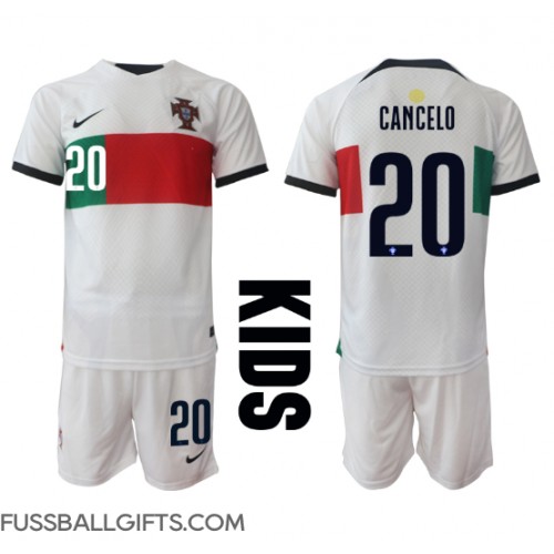 Portugal Joao Cancelo #20 Fußballbekleidung Auswärtstrikot Kinder WM 2022 Kurzarm (+ kurze hosen)
